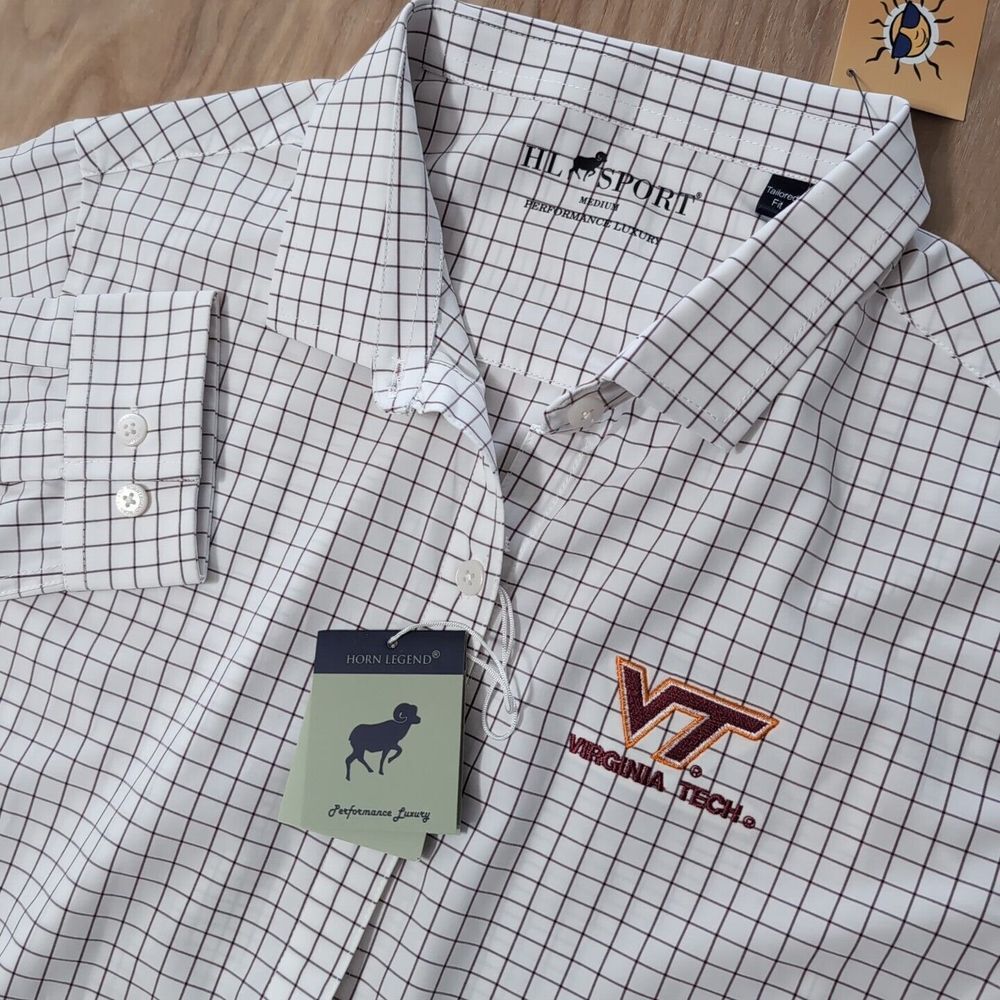 NEW Horn Legend Performance Luxury Women's Med VT Hokies Logo Button‎ Up MAROON